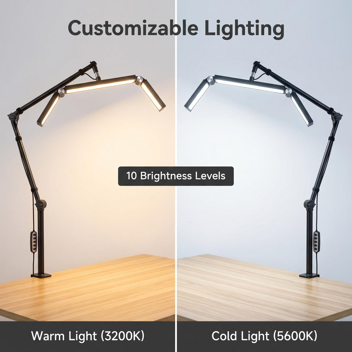 26" Moon Light with Desk Clamp and Three Foldable Sections