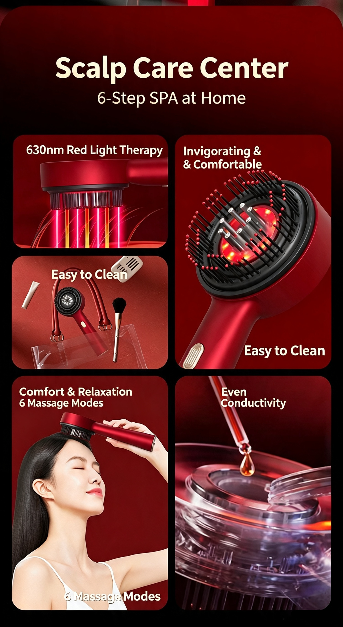 Electric Massage Comb with Red Light
